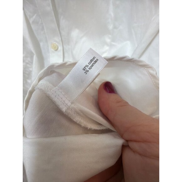The Limited Womens Essential White Button-Up Shirt Large 97% Cotton 3% Spandex - Picture 3 of 3